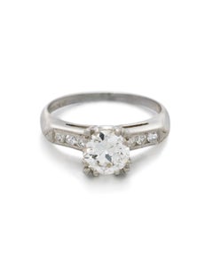 GIA Certified Antique style Old European Cut diamond Engagement Ring In Platinum