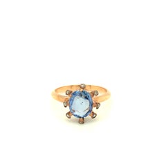 GIA Certified Antique Unheated Rose Cut Sapphire Ring 14k Rose Gold