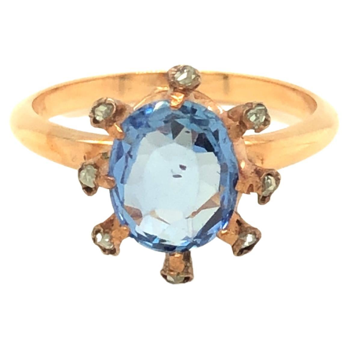 GIA Certified Antique Unheated Rose Cut Sapphire Ring 14k Rose Gold