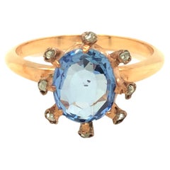 GIA Certified Antique Unheated Rose Cut Sapphire Ring 14k Rose Gold