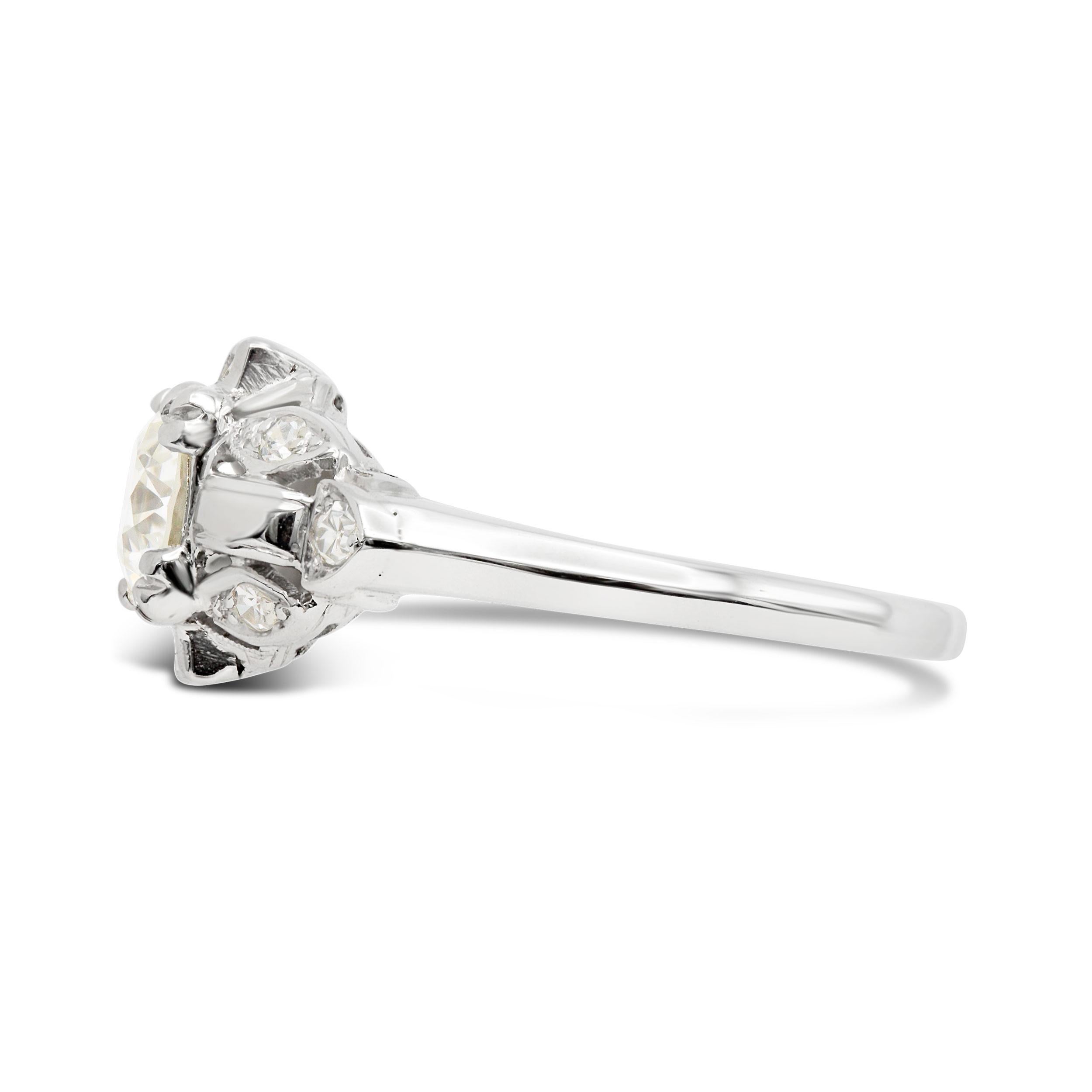 Old European Cut GIA Certified Art Deco 0.82 Ct. Old European Engagement Ring GIA K VS2 For Sale
