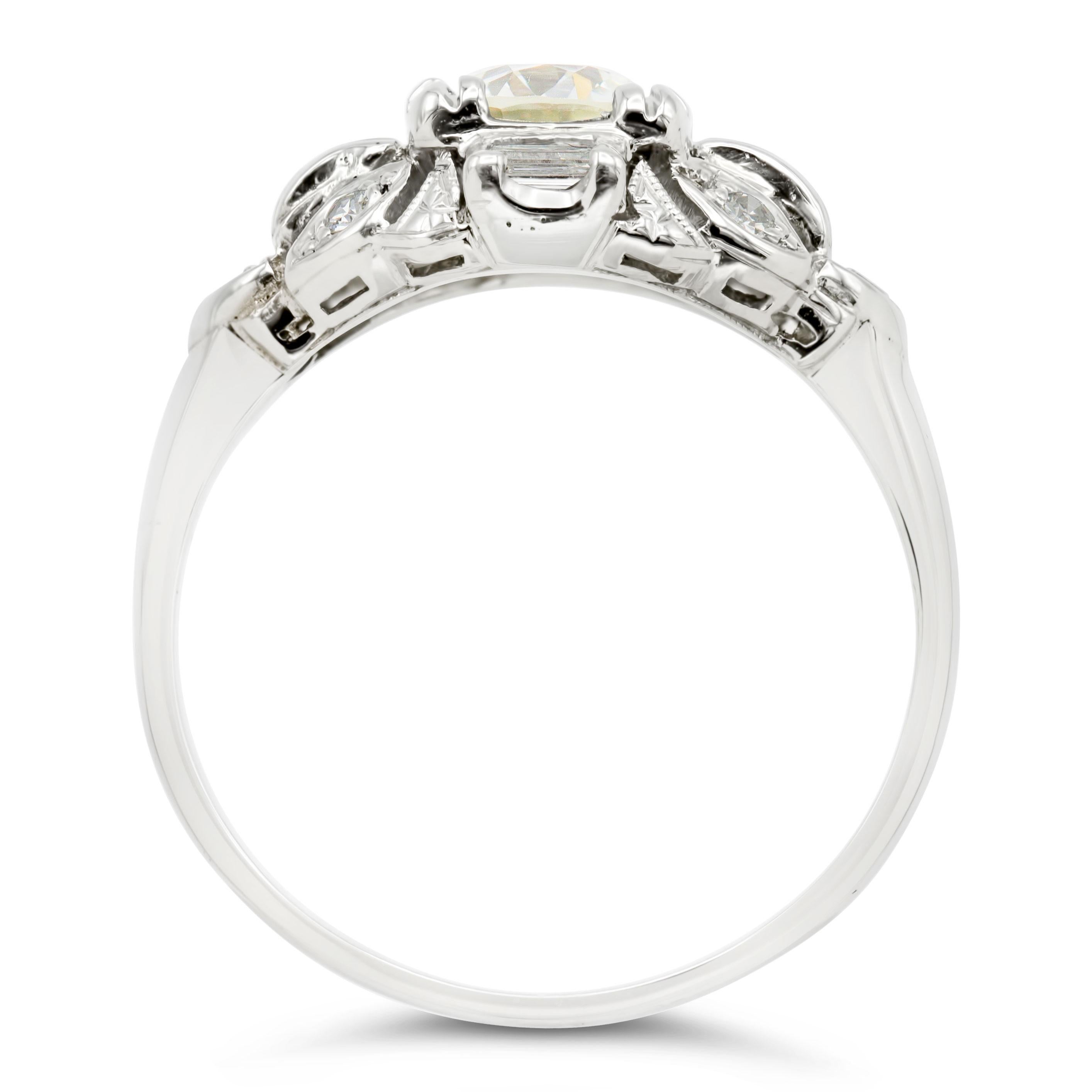 GIA Certified Art Deco 0.82 Ct. Old European Engagement Ring GIA K VS2 In Good Condition For Sale In New York, NY