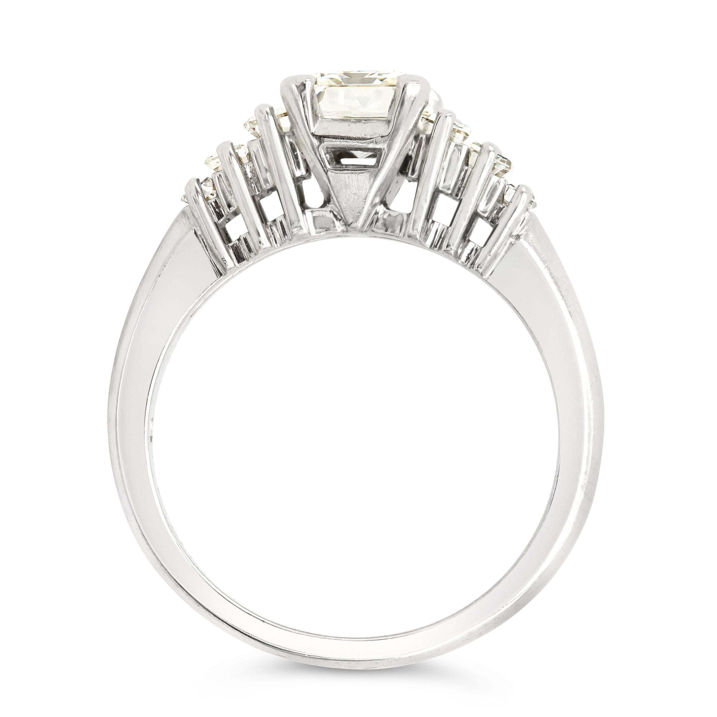 Women's GIA Certified Art Deco 1.48 Ct. Emerald Cut Engagement Ring