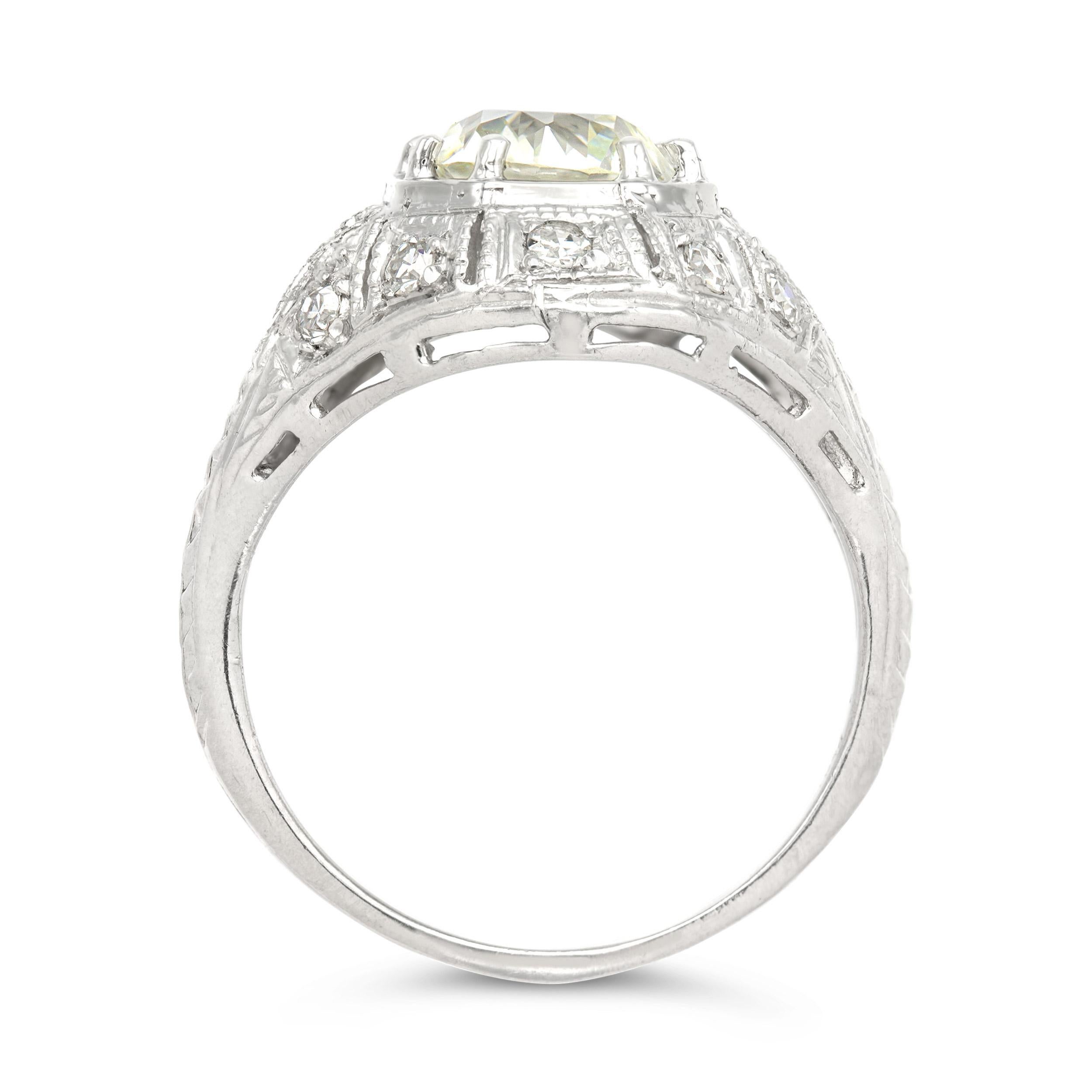 Women's GIA Certified Art Deco 1.51 Ct. Old European Cut Ring For Sale