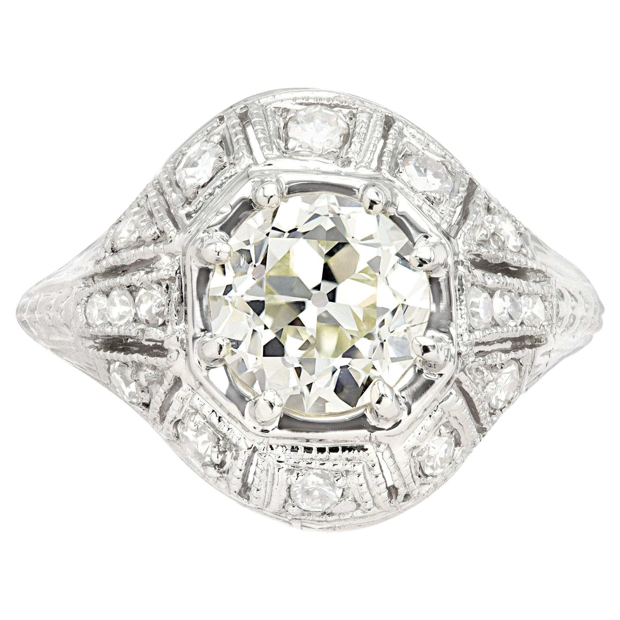 GIA Certified Art Deco 1.51 Ct. Old European Cut Ring For Sale