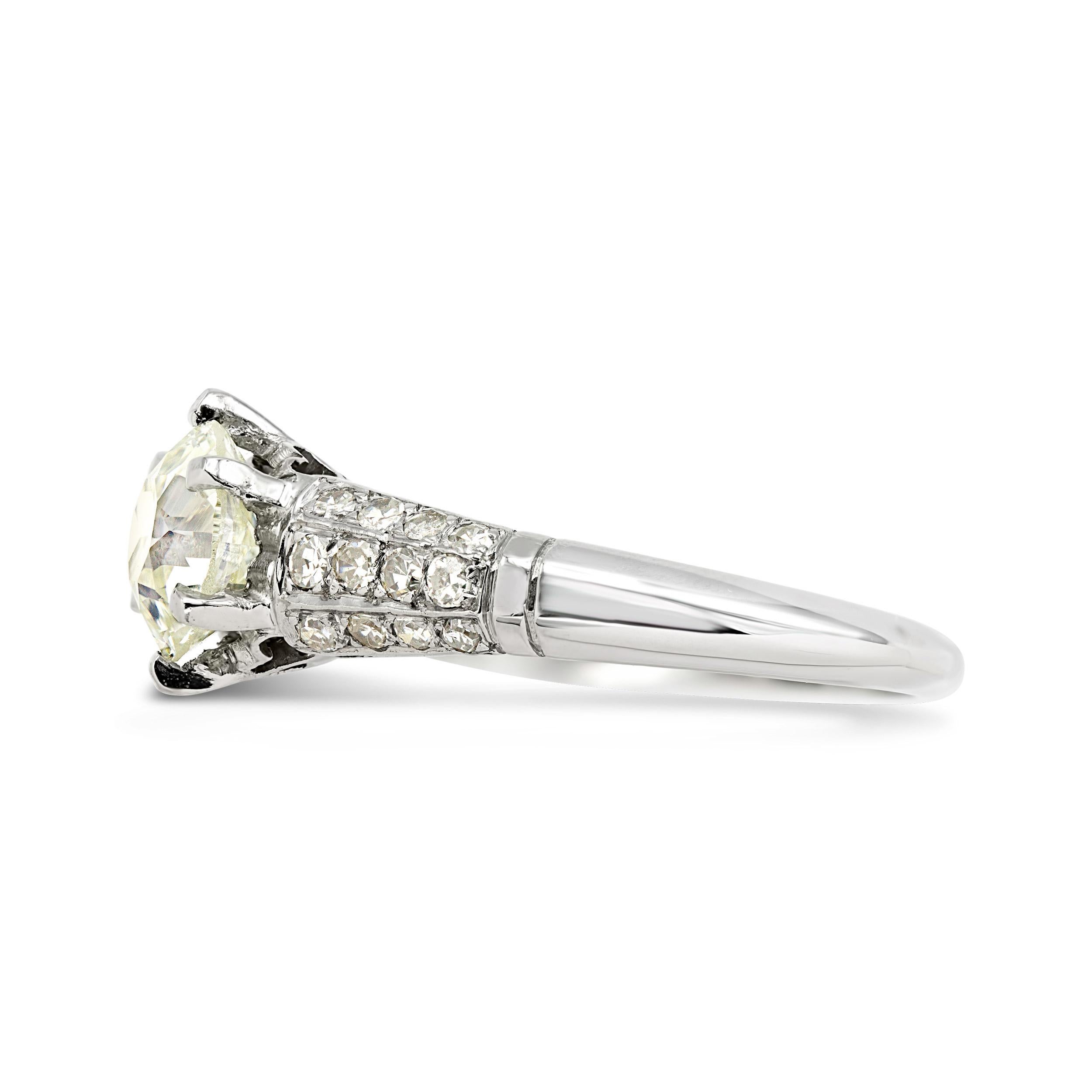 Old European Cut GIA Certified Art Deco 1.87 Ctw. Diamond Engagement Ring For Sale