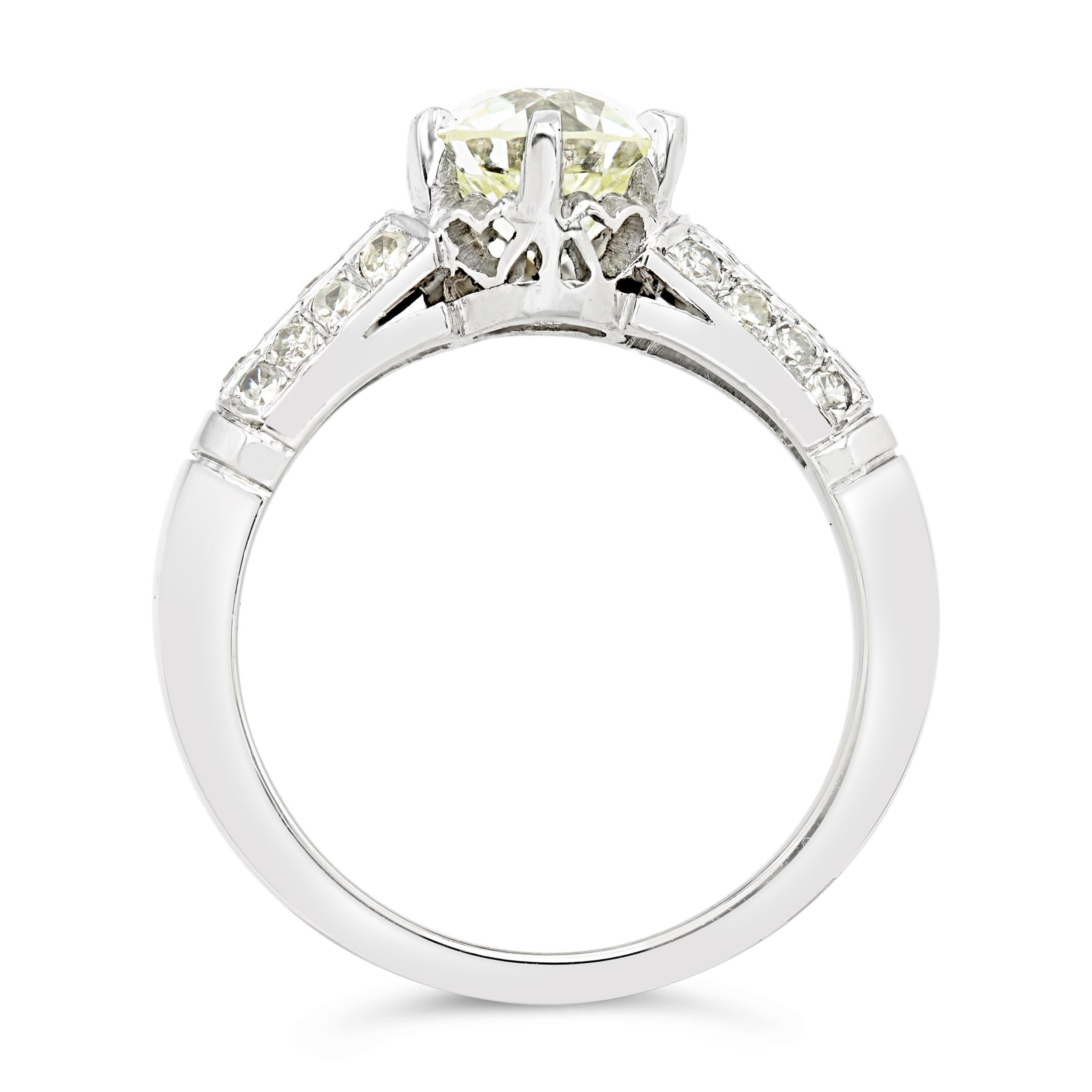 GIA zertifiziert Art Deco 1,87 Gesamtkaratgewicht Diamant-Verlobungsring im Zustand „Gut“ in New York, NY