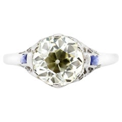 GIA-zertifizierte Art-déco-Zertifikat, 2,03 Karat Diamant- Filigraner Verlobungsring mit Diamant