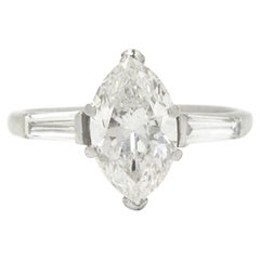 Bague de fiançailles Art déco avec diamant marquise de 2,17 carats certifié GIA
