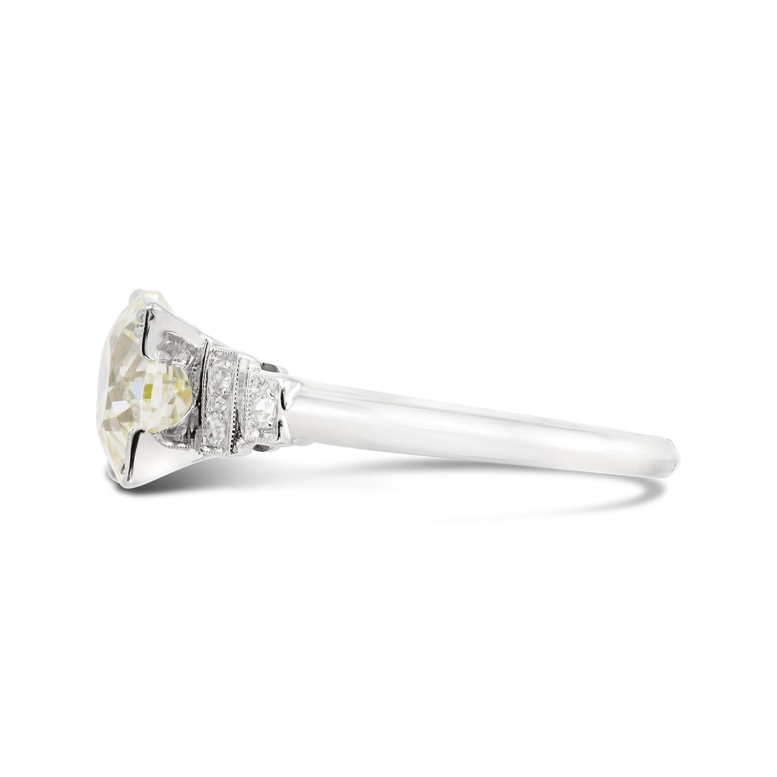 Old European Cut GIA Certified Art Deco 2.23 Ct. Old European Engagement Ring For Sale