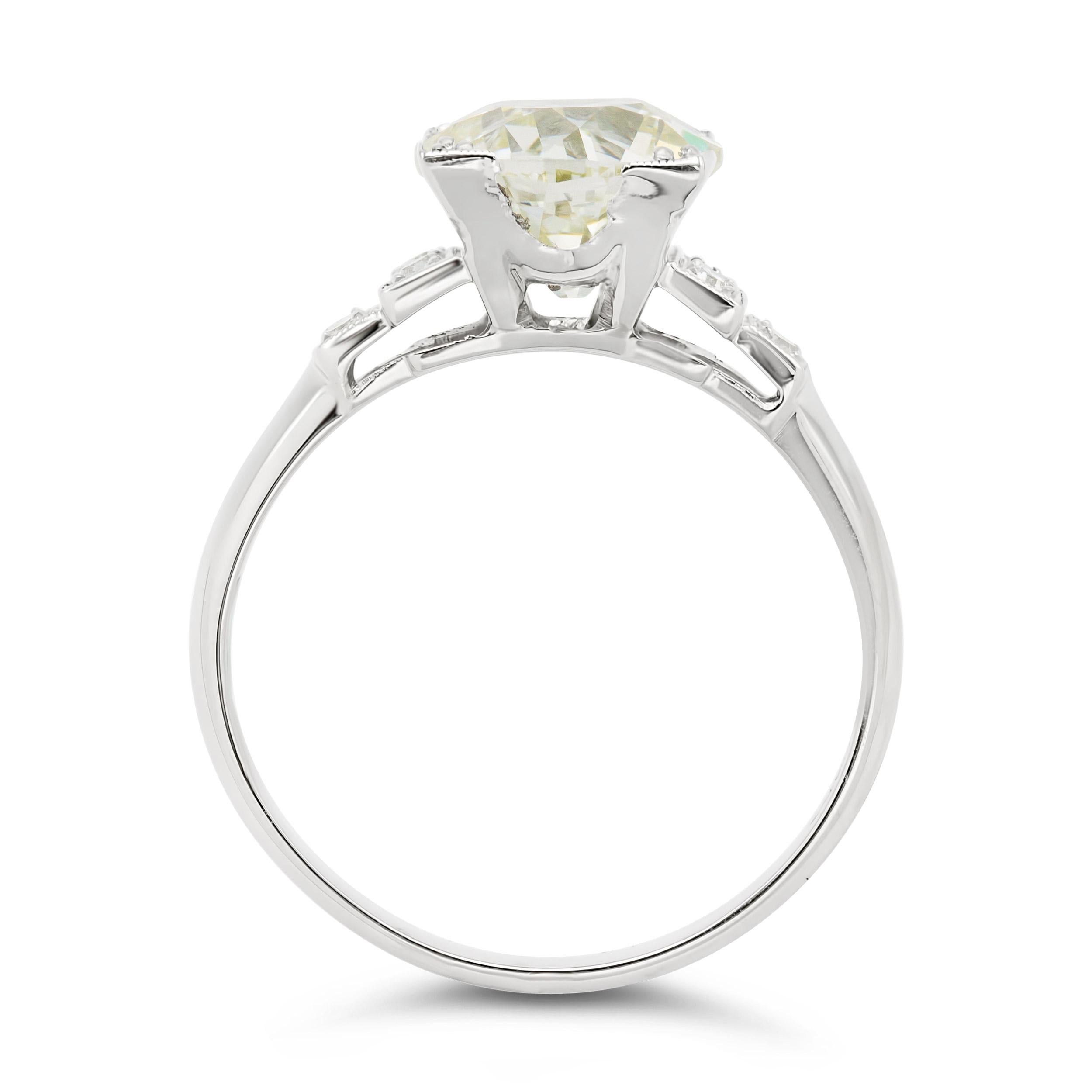GIA Certified Art Deco 2.23 Ct. Old European Engagement Ring In Good Condition For Sale In New York, NY