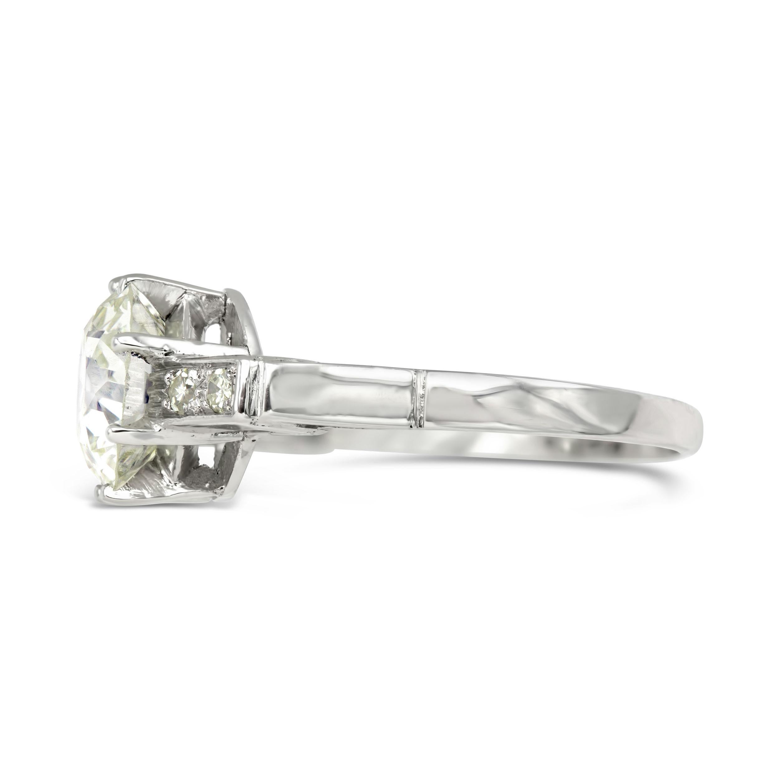 GIA Certified Art Deco 2.69 Ct. Old European Engagement Ring In Good Condition For Sale In New York, NY