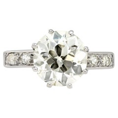 Antique GIA Certified Art Deco 2.69 Ct. Old European Engagement Ring