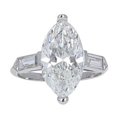 Anillo de compromiso de diamantes marquesa antiguos de 4,02 quilates con certificado GIA, Art-Deco