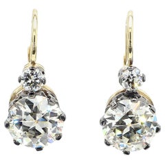 Pendientes de oro de 18 quilates con diamante Art Déco de 6,02 quilates certificado por GIA