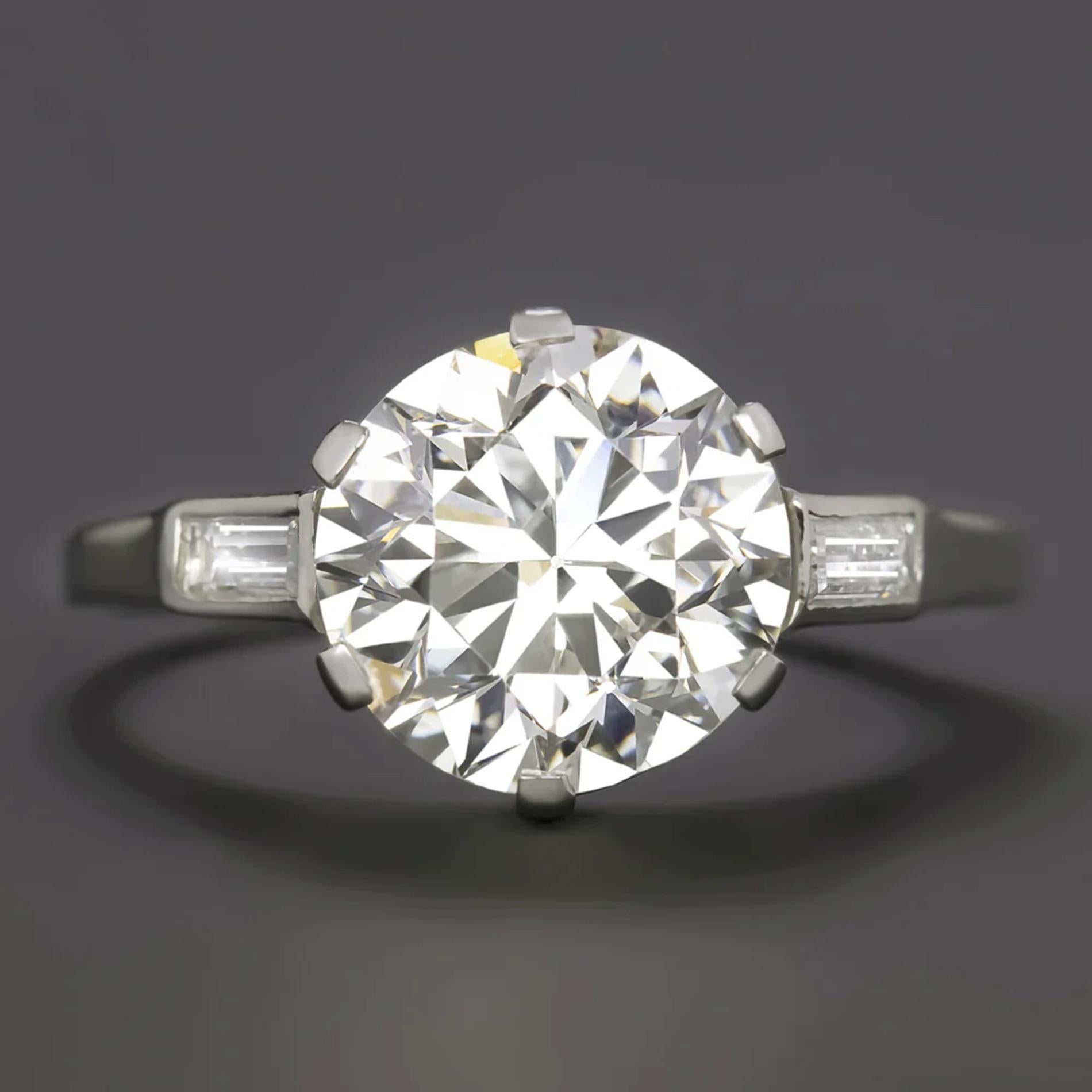 GIA-zertifizierter Art-Déco-Cocktailring mit authentischem 3 Karat Diamanten (Alteuropäischer Schliff) im Angebot