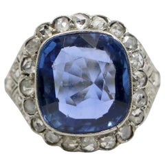 GIA Certified Art Deco Ceylon No Heat Sapphire Ring Diamonds GIA Certified Art Deco Ceylon No Heat Sapphire Ring Diamonds