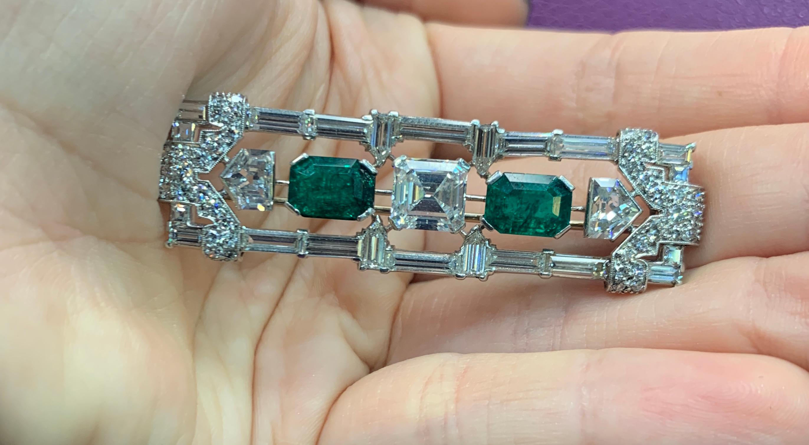 emerald diamond brooch