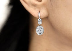 GIA-Certified 1.50ct Oval-Cut Diamond Halo Drop Dangle Earrings – 18K White Gold