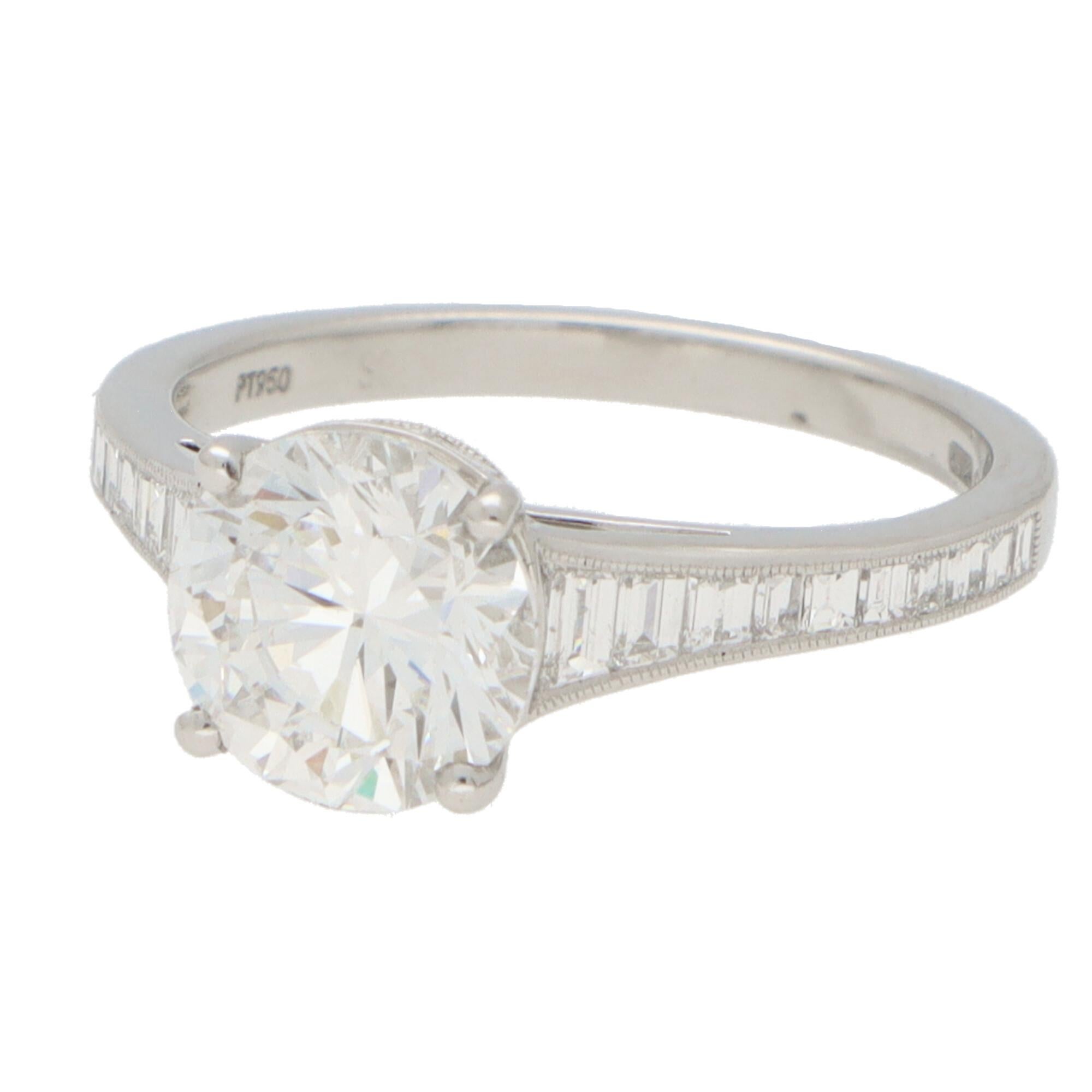 Women's or Men's GIA Certified Art Deco Inspired Diamond Engagement Ring Set in Platinum