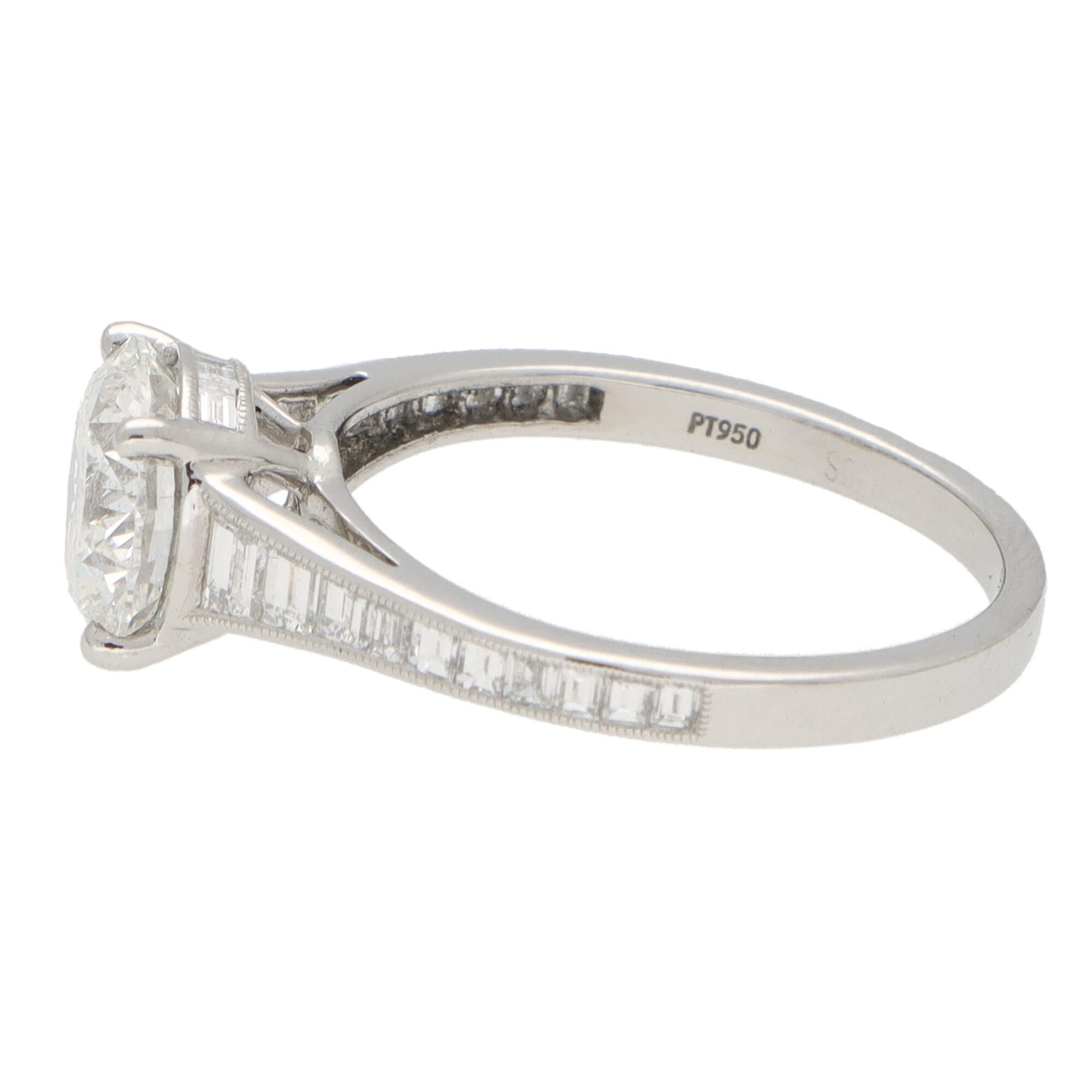 GIA Certified Art Deco Inspired Diamond Engagement Ring Set in Platinum 1