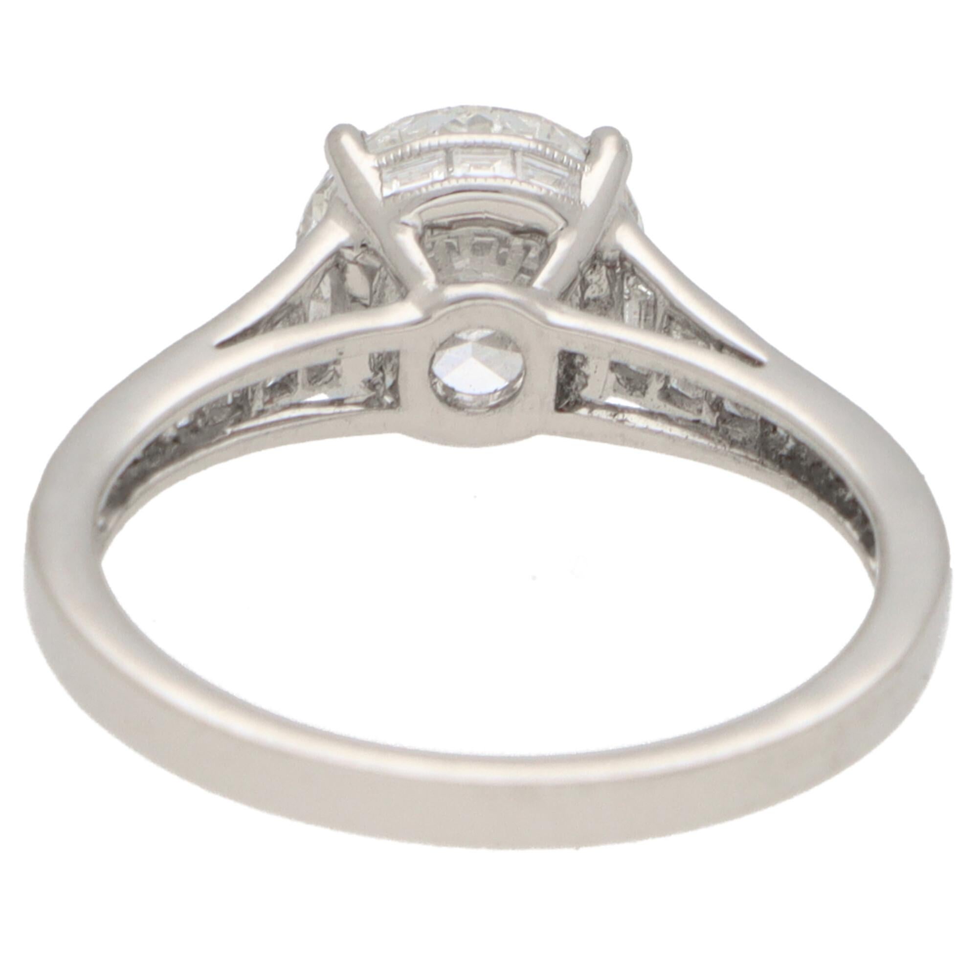 GIA Certified Art Deco Inspired Diamond Engagement Ring Set in Platinum 2
