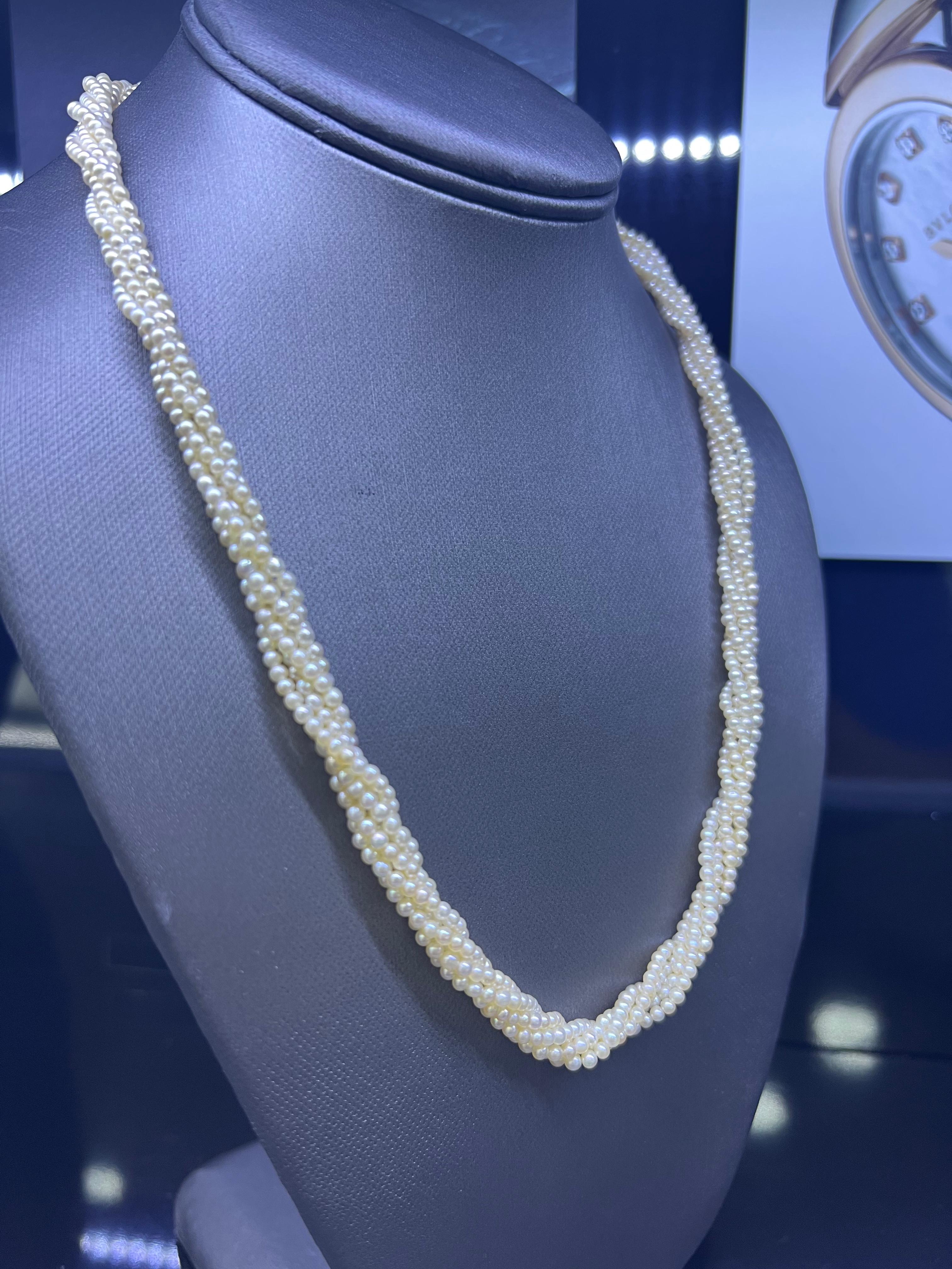 Old European Cut GIA Certified Art Deco Natural Salt Water Pearl & Diamond Multi Strand Necklace