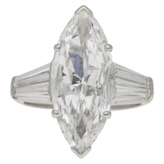 GIA Certified Art Deco Style 4.13ct Internally Flawless Marquise Diamond Ring