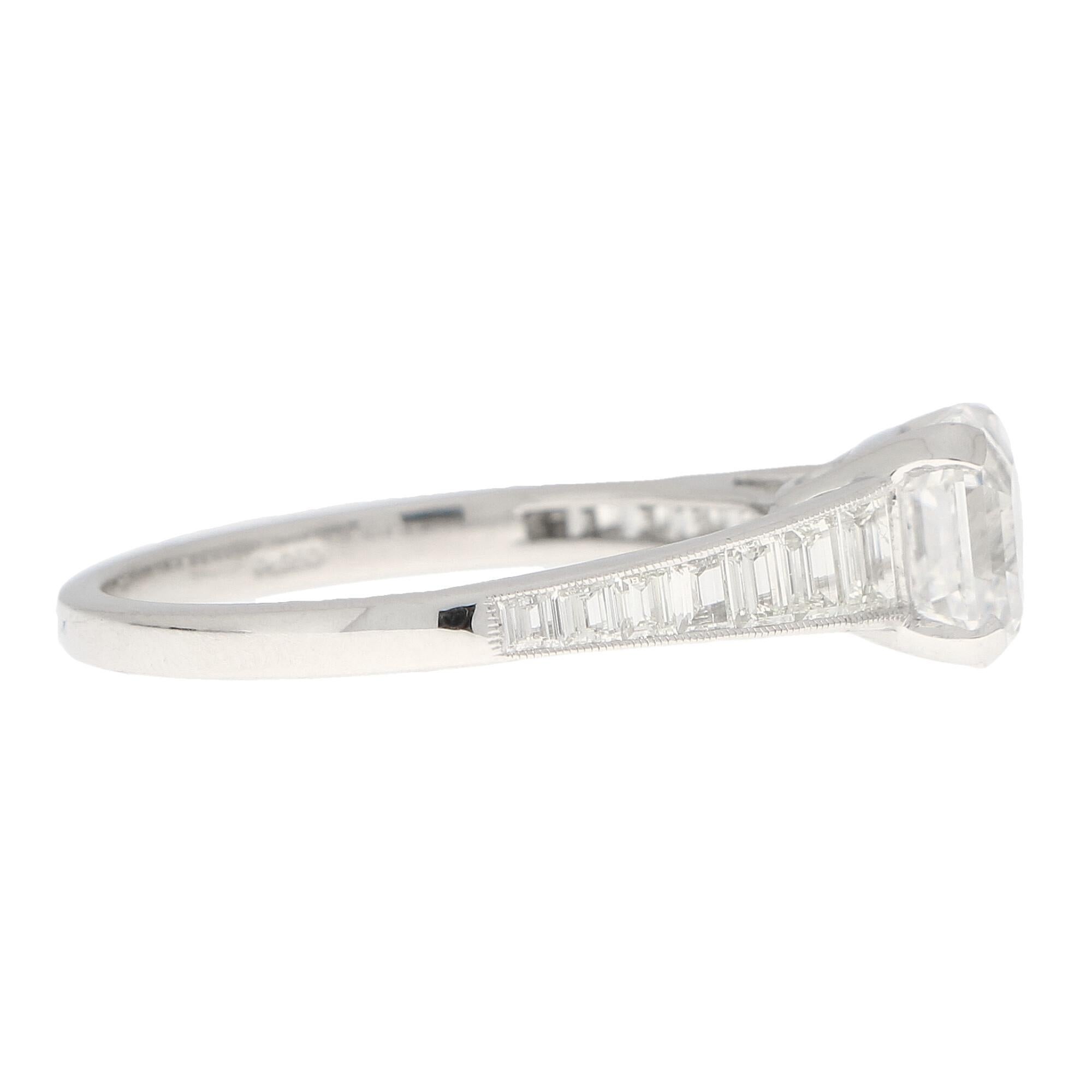 GIA Certified Art Deco Style Asscher Cut Diamond Engagement Ring in Platinum 2