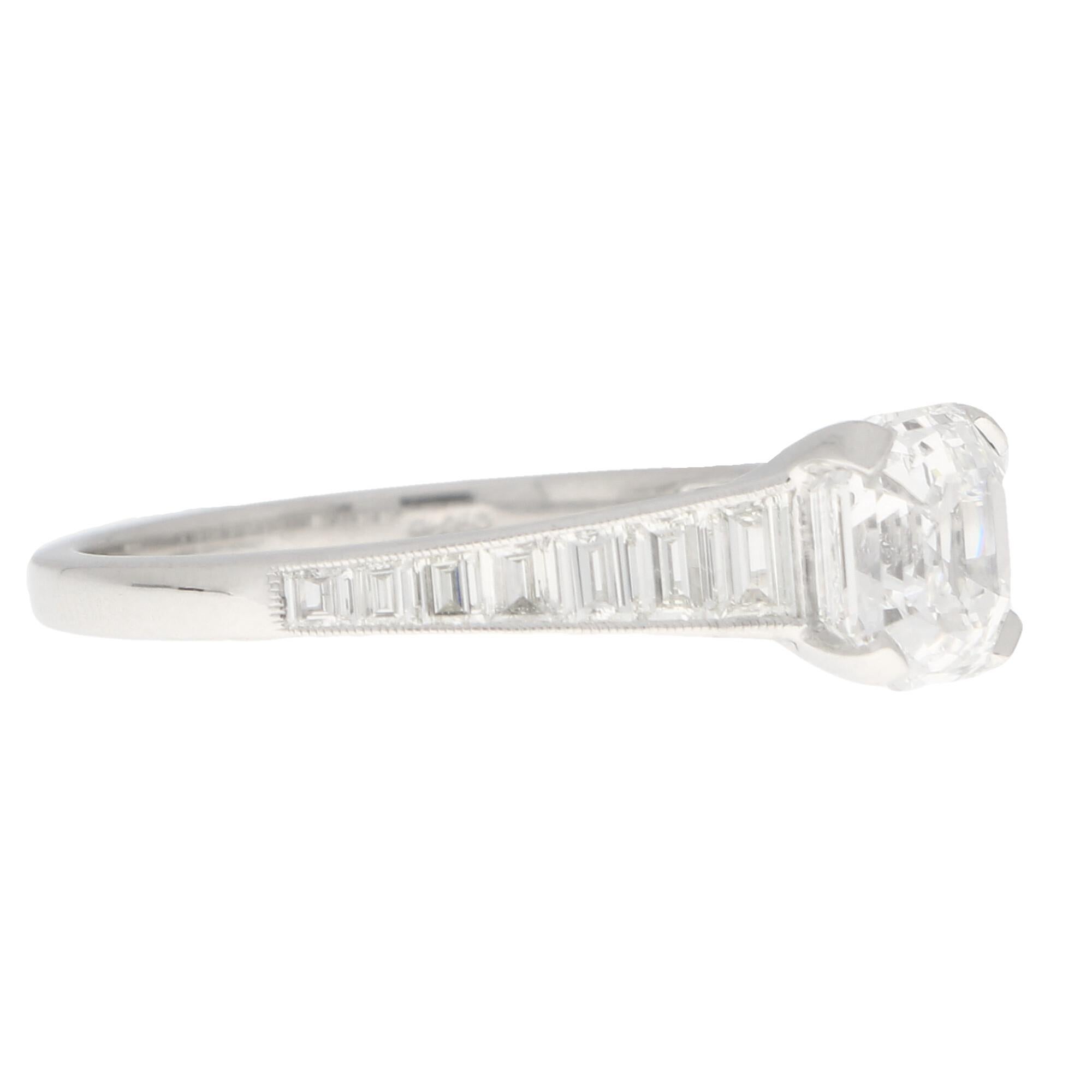 GIA Certified Art Deco Style Asscher Cut Diamond Engagement Ring in Platinum 3