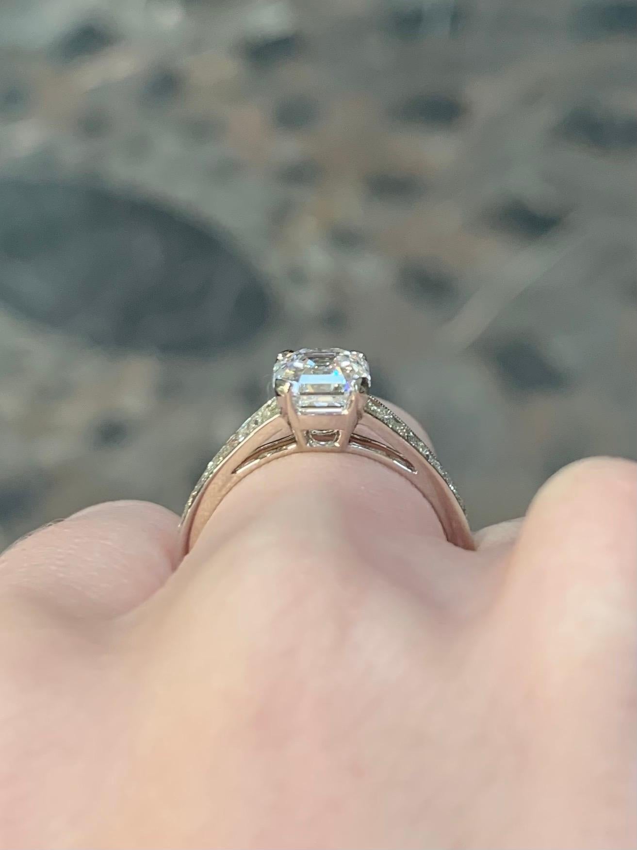 GIA Certified Art Deco Style Asscher Cut Diamond Engagement Ring in Platinum 5