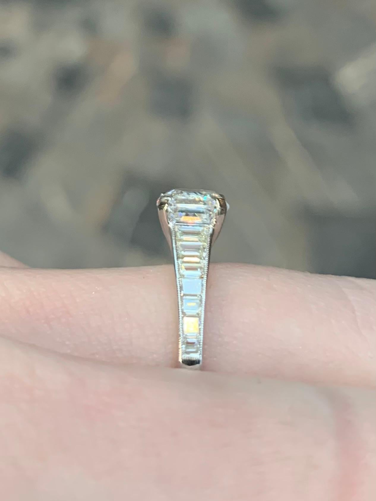 GIA Certified Art Deco Style Asscher Cut Diamond Engagement Ring in Platinum 6