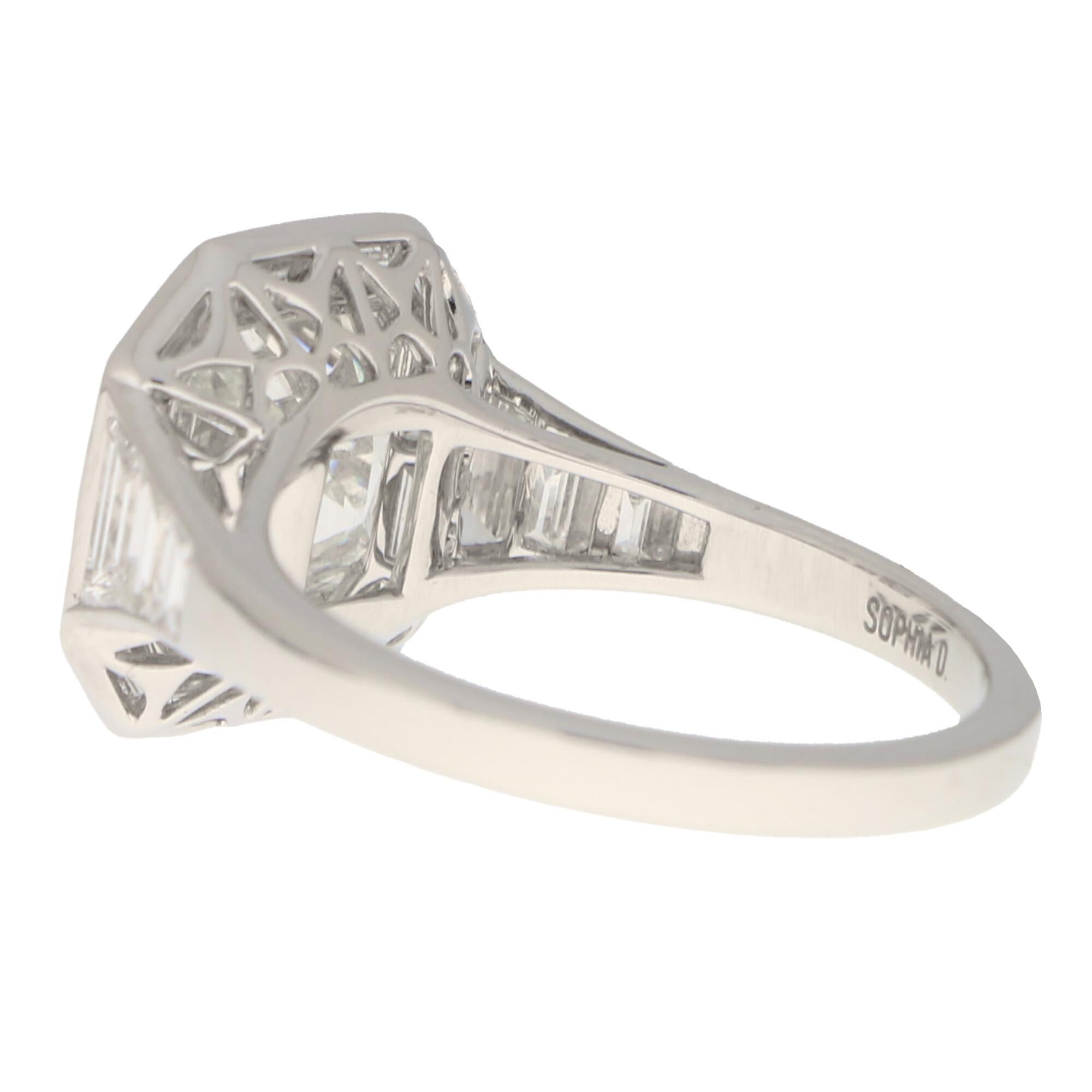 Bague de fiançailles en platine sertie d'un diamant taille Asscher de style Art déco certifié GIA en vente 1