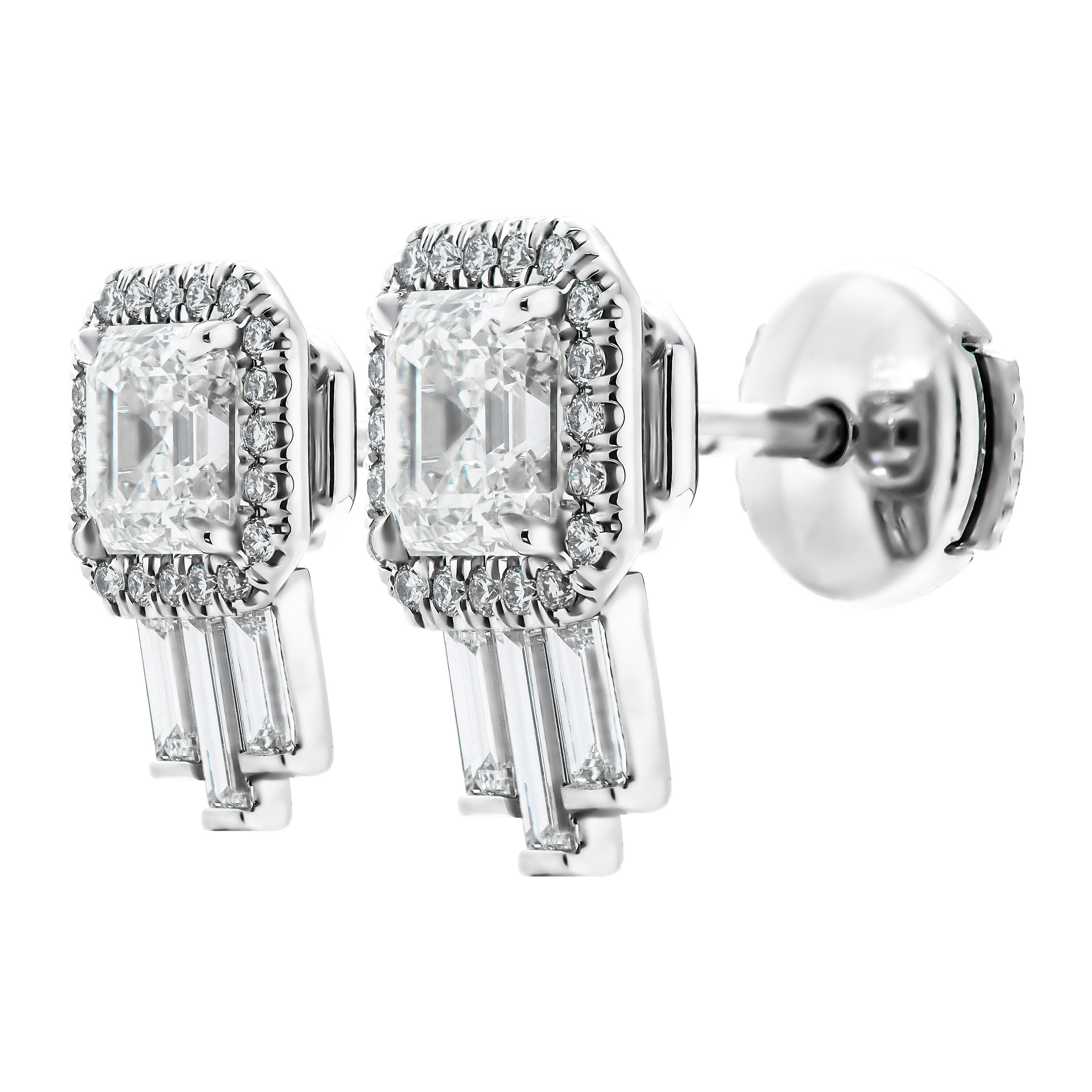 Art Deco GIA Certified Artdeco Asscher Diamond Studs For Sale