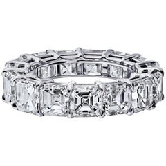 GIA Certified Asher Cut 6.50 Carat Diamond Ring Platinum Eternity Band