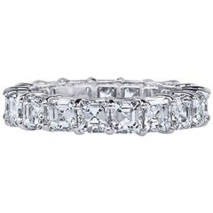 Anillo de diamantes de 7 quilates con corte Asher certificado por GIA Anillo de eternidad de platino