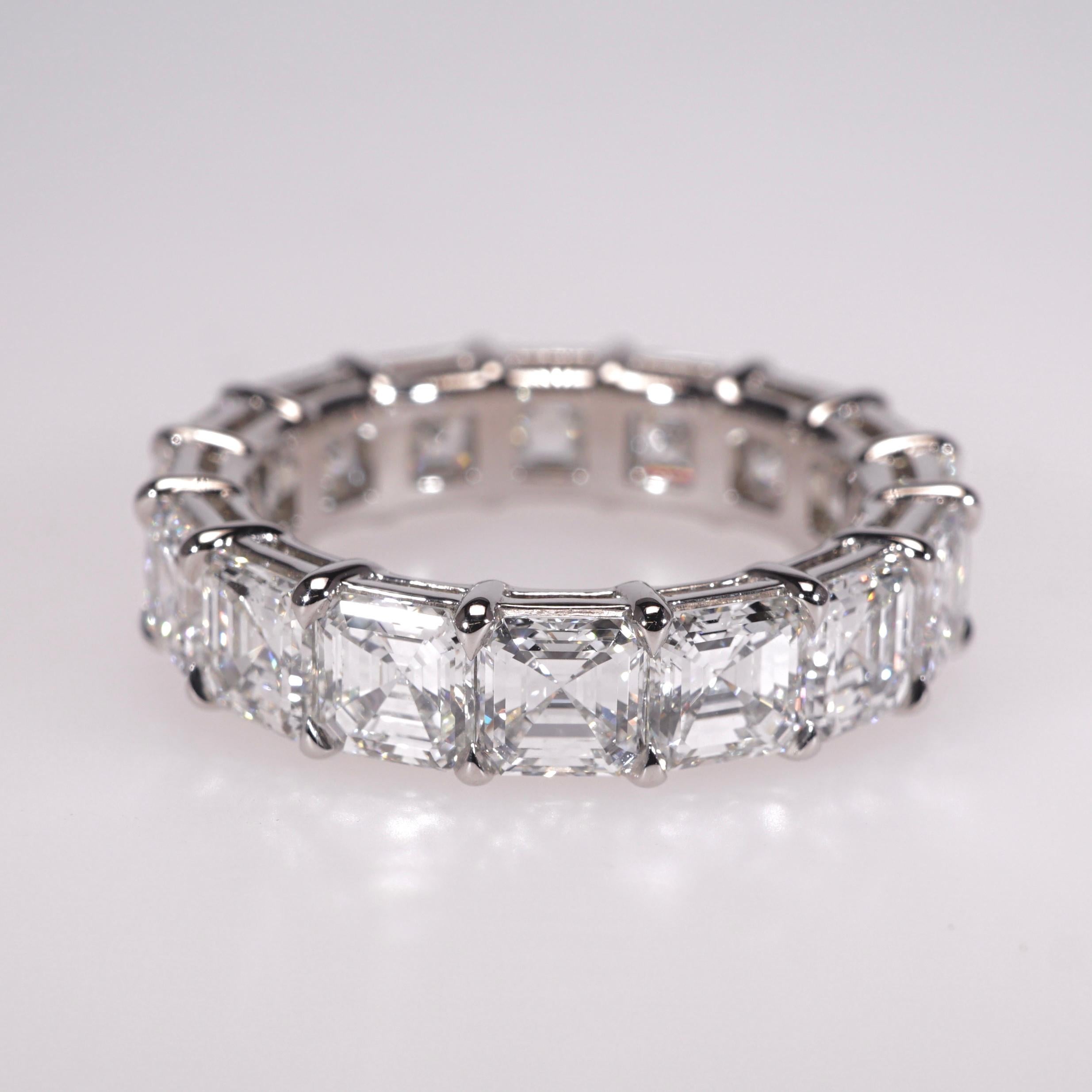 For Sale:  GIA Certified 6.61 Carat Asscher Cut Diamond Wedding Eternity Band 4