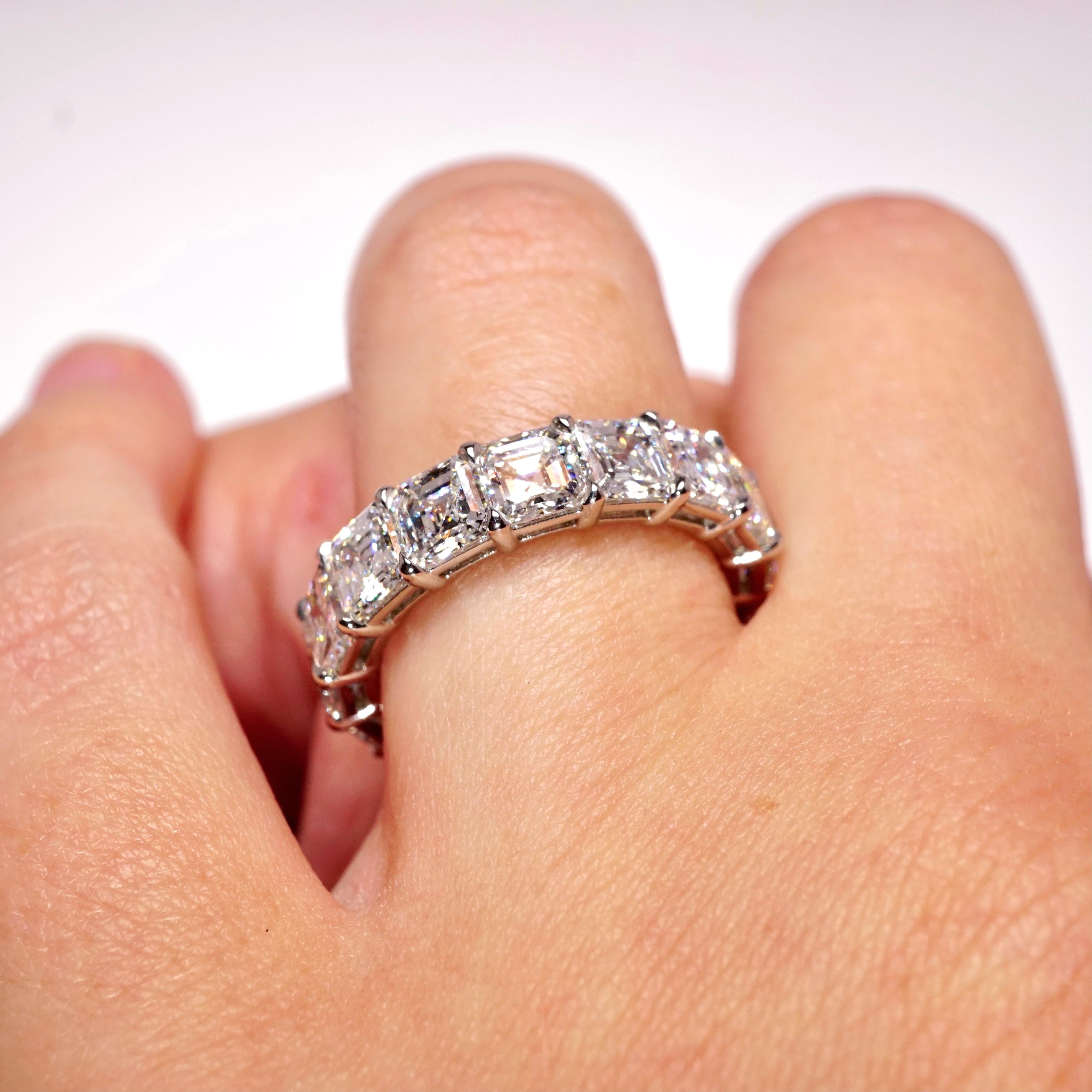 For Sale:  GIA Certified 6.61 Carat Asscher Cut Diamond Wedding Eternity Band 5