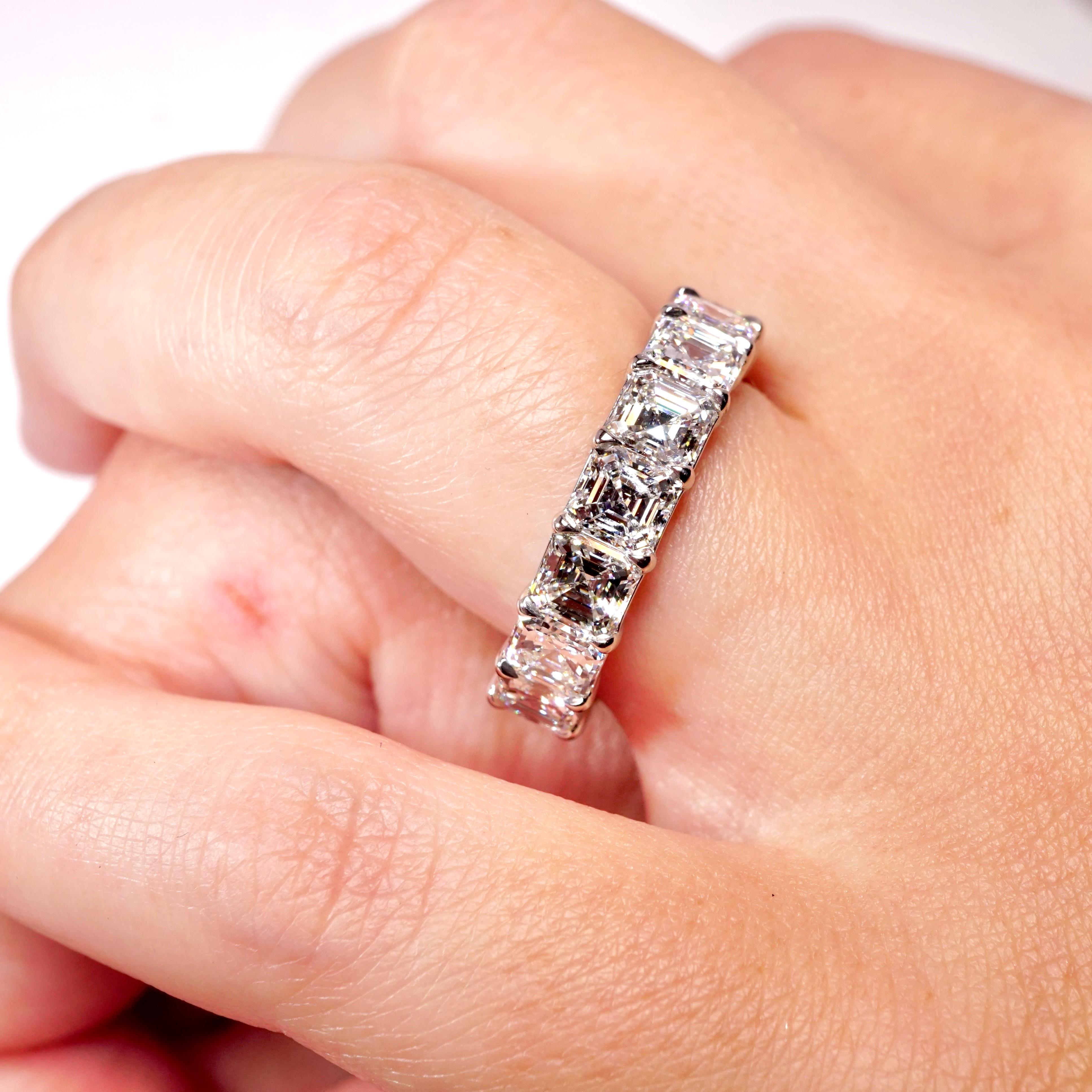 For Sale:  GIA Certified 6.61 Carat Asscher Cut Diamond Wedding Eternity Band 6