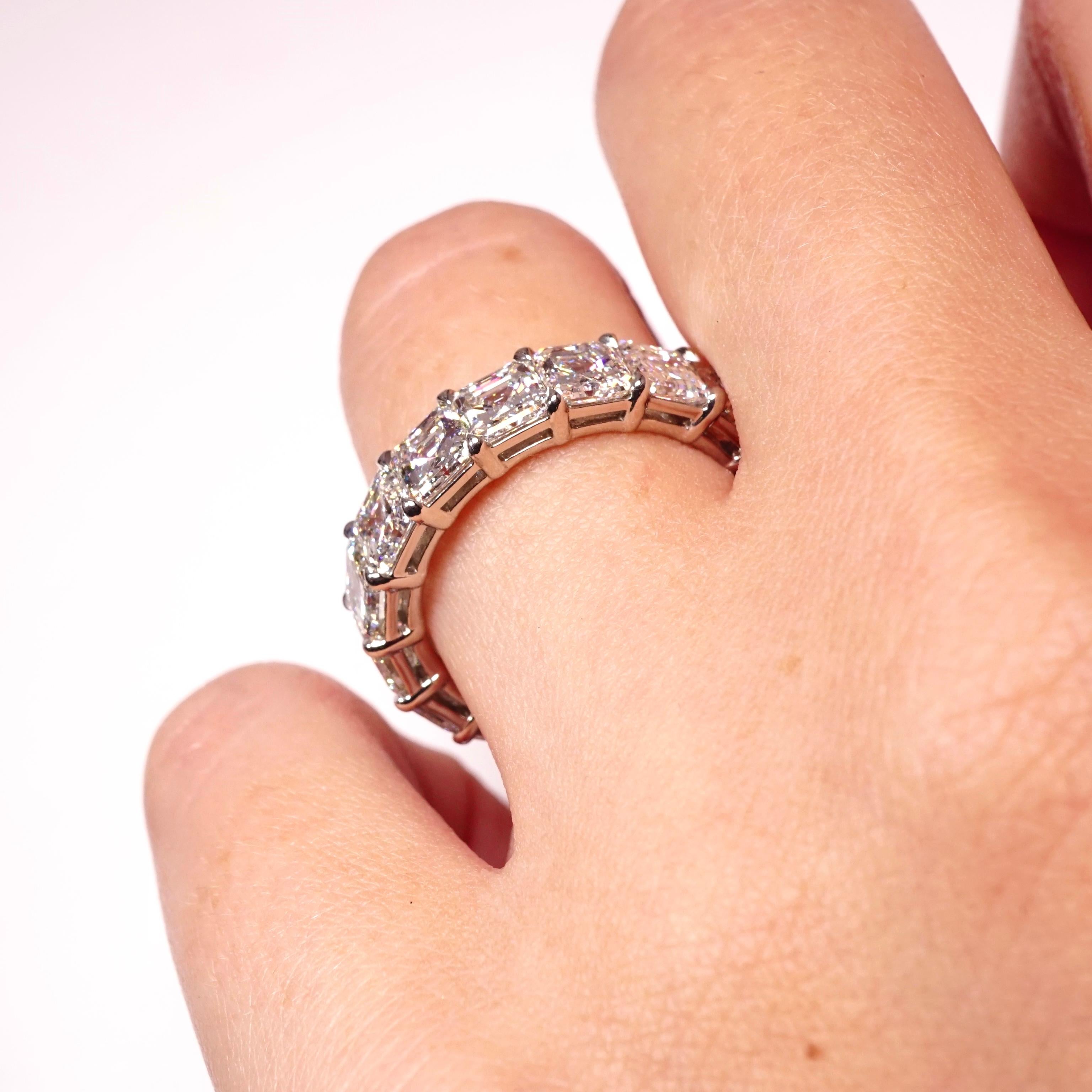 For Sale:  GIA Certified 6.61 Carat Asscher Cut Diamond Wedding Eternity Band 7