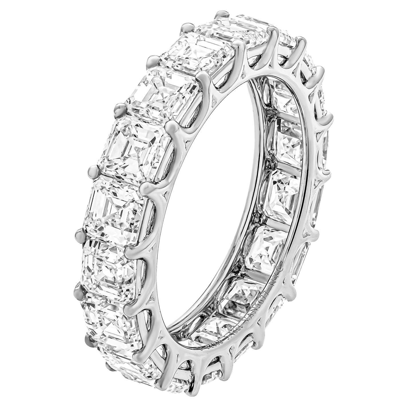 GIA Certified Asscher Cut Anniversary Band in Platinum 5.48 Carat '0.30ct each' For Sale