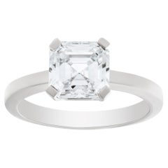 GIA Certified Asscher Cut Diamond 2.05 Carat Solitaire Ring Set in Platinum