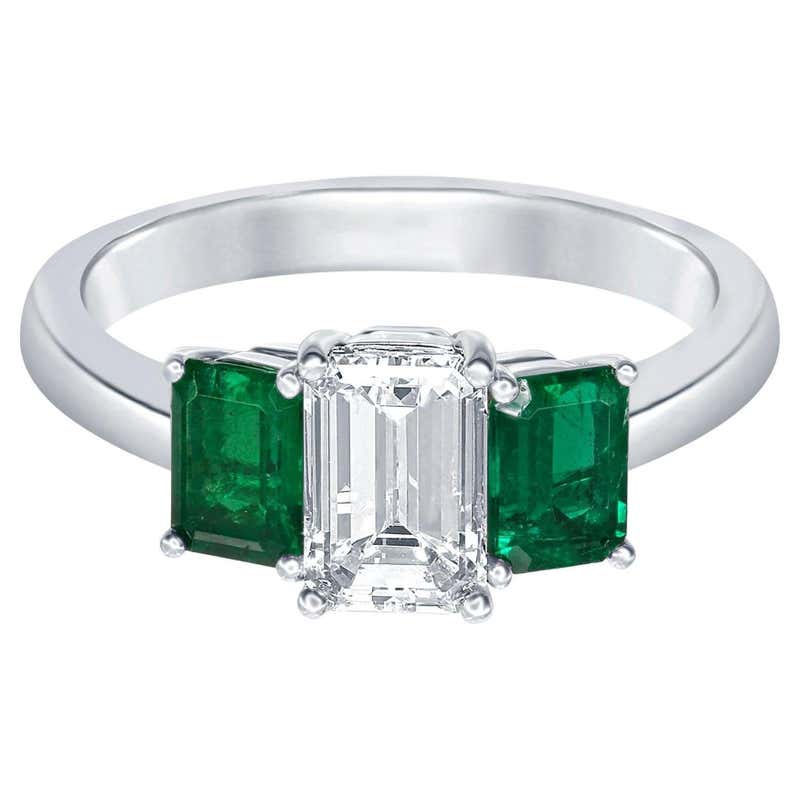 Harry Winston 1.11 Carat Emerald Cut Diamond Three-Stone Engagement ...