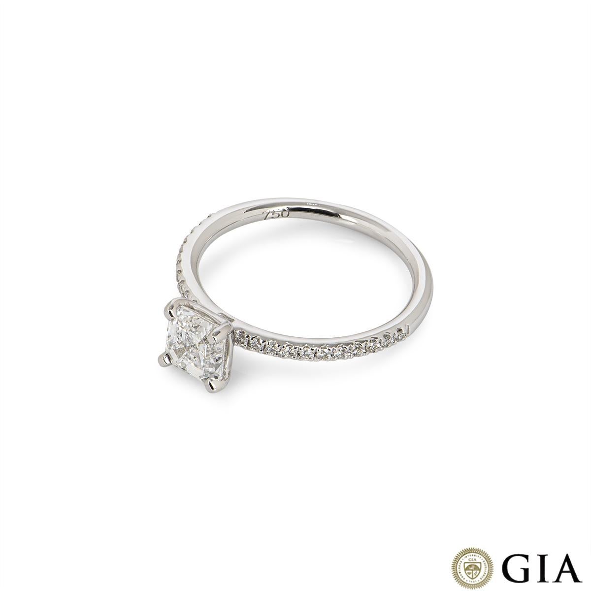 Women's GIA Certified Asscher Cut Diamond Engagement Ring 1.04ct E/VVS2 For Sale