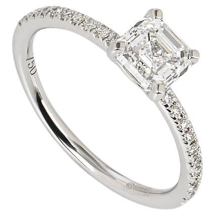 Bague de fiançailles en diamant taille Asscher certifié GIA de 1,04 carat E/VVS2 en vente