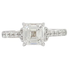  GIA Certified Asscher Cut Diamond Engagement Ring 
