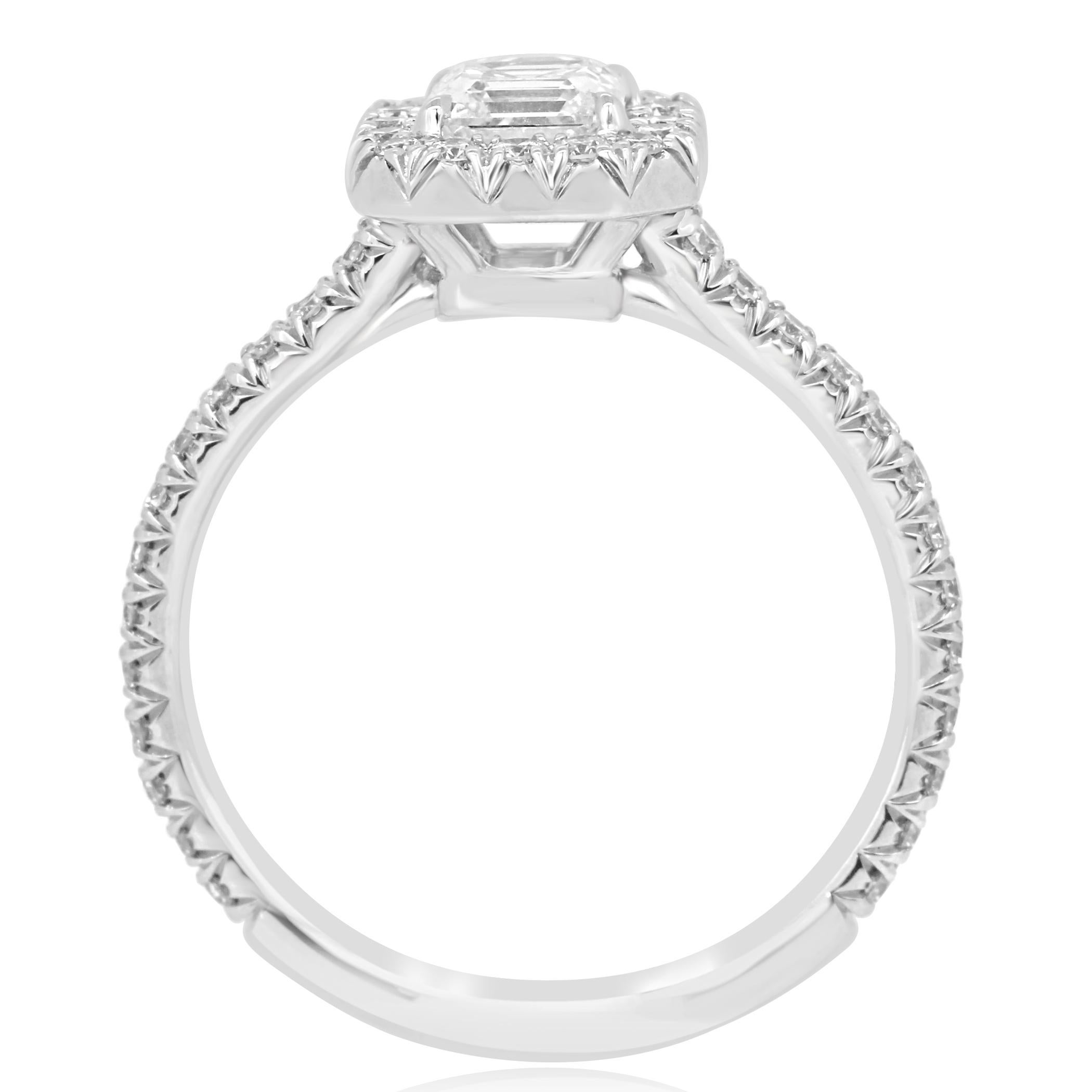 Women's or Men's GIA Certified Asscher Cut Diamond Halo 1.25 Carat TW Gold Engagement Bridal Ring