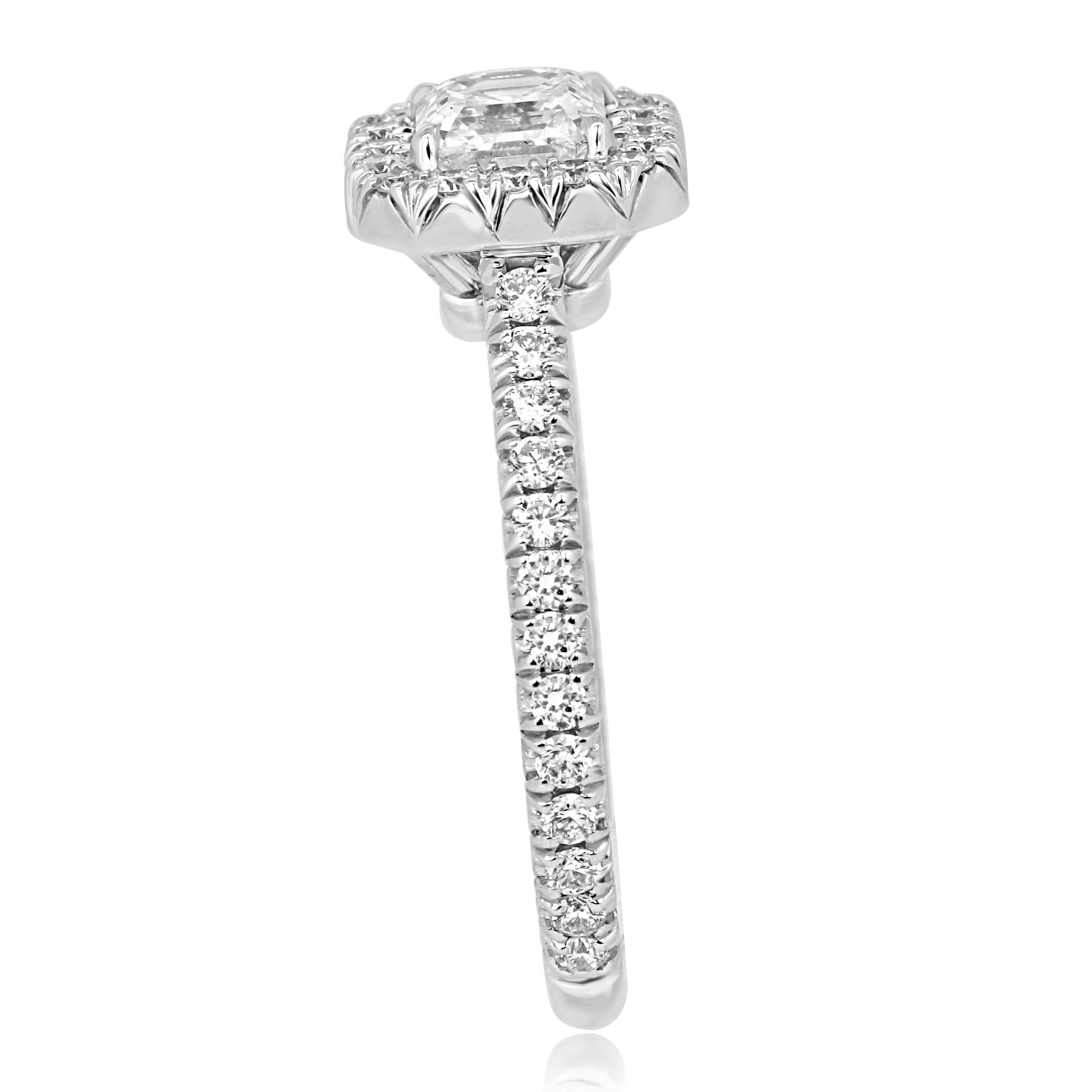 GIA Certified Asscher Cut Diamond Halo 1.25 Carat TW Gold Engagement Bridal Ring 1