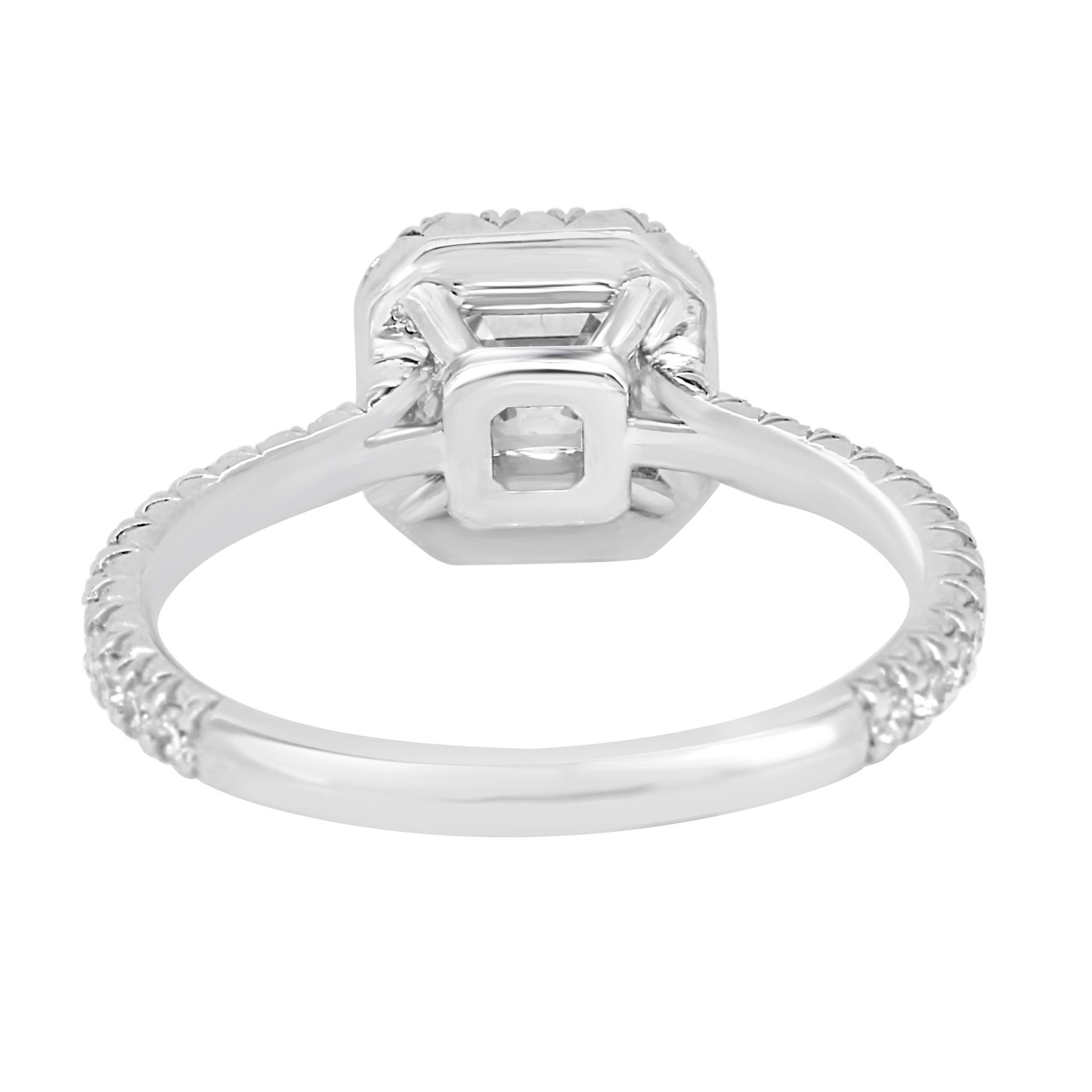 GIA Certified Asscher Cut Diamond Halo 1.25 Carat TW Gold Engagement Bridal Ring 2