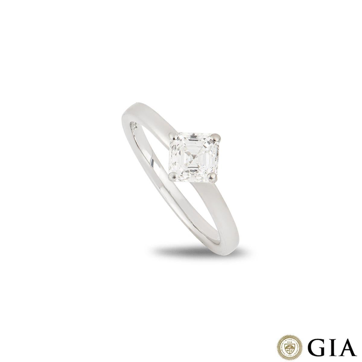 GIA Certified Asscher Cut Diamond Ring in Platinum 1.00ct G/VS2 For Sale